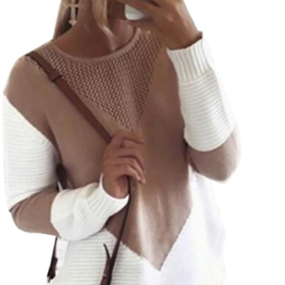 NWOT shermie Knitted Sweater Stitching Colorblock Loose Sweater small